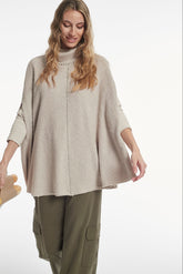 CORDUROY EFFECT KNIT PAISE CAPE